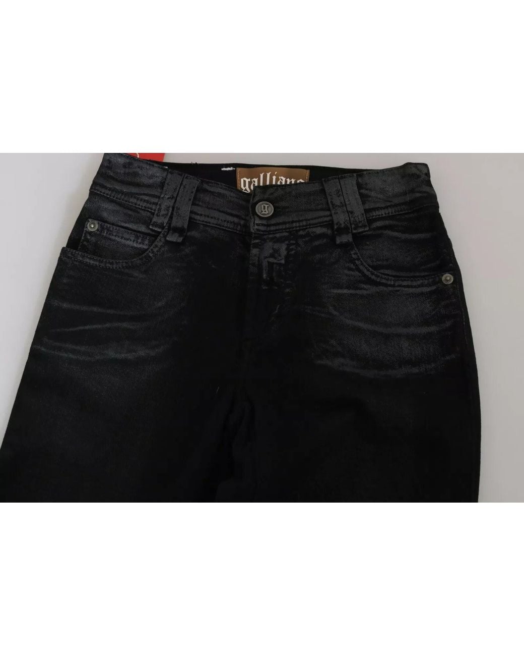 John Galliano Black Washed High Waist Flared Denim Casual Pants Jeans