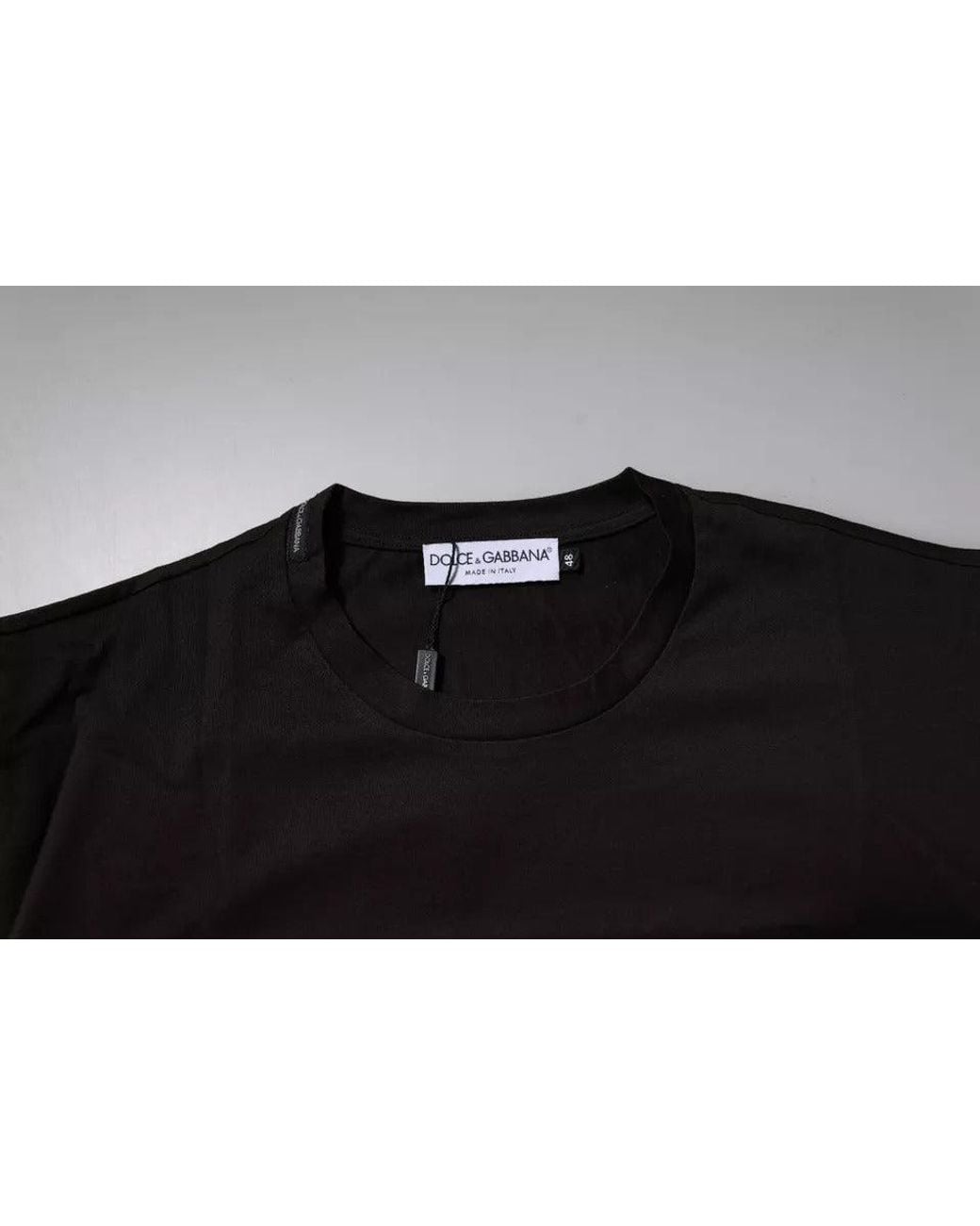 Dolce & Gabbana Black Dark Logo Cotton Crew Neck T-Shirt for men