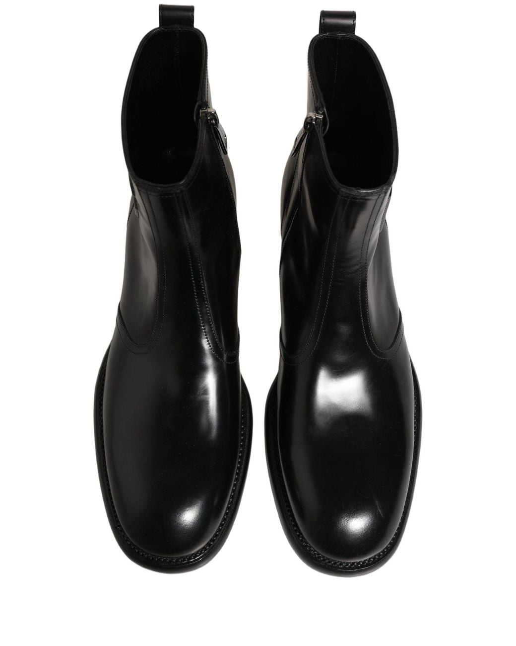 Dolce & Gabbana Black Leather Embossed Logo Ankle Boots Shoes for men
