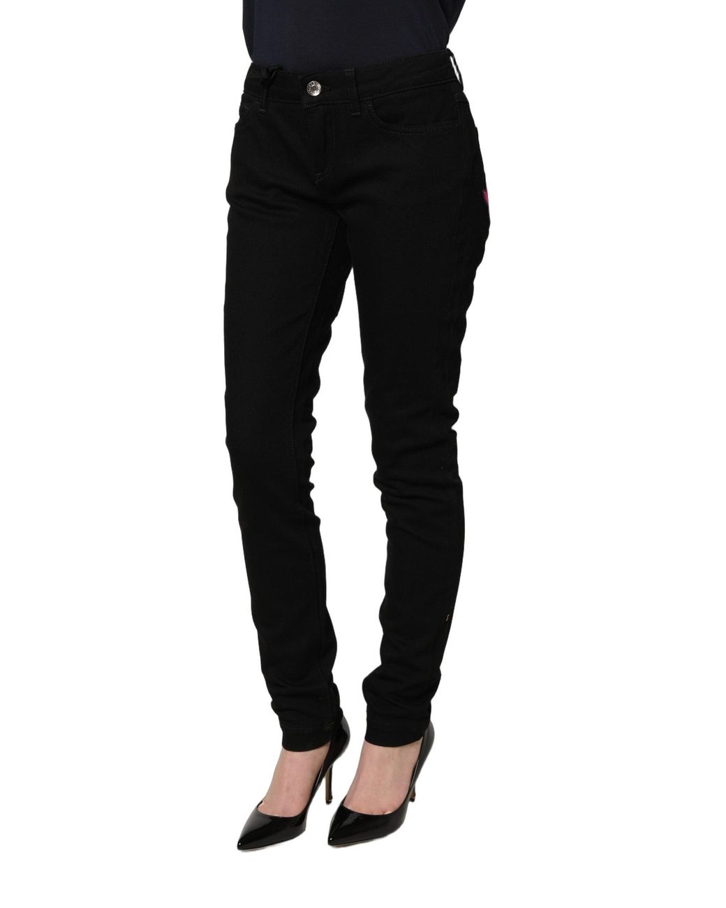 Dolce & Gabbana Black Queen Embroidery Pretty Denim Jeans