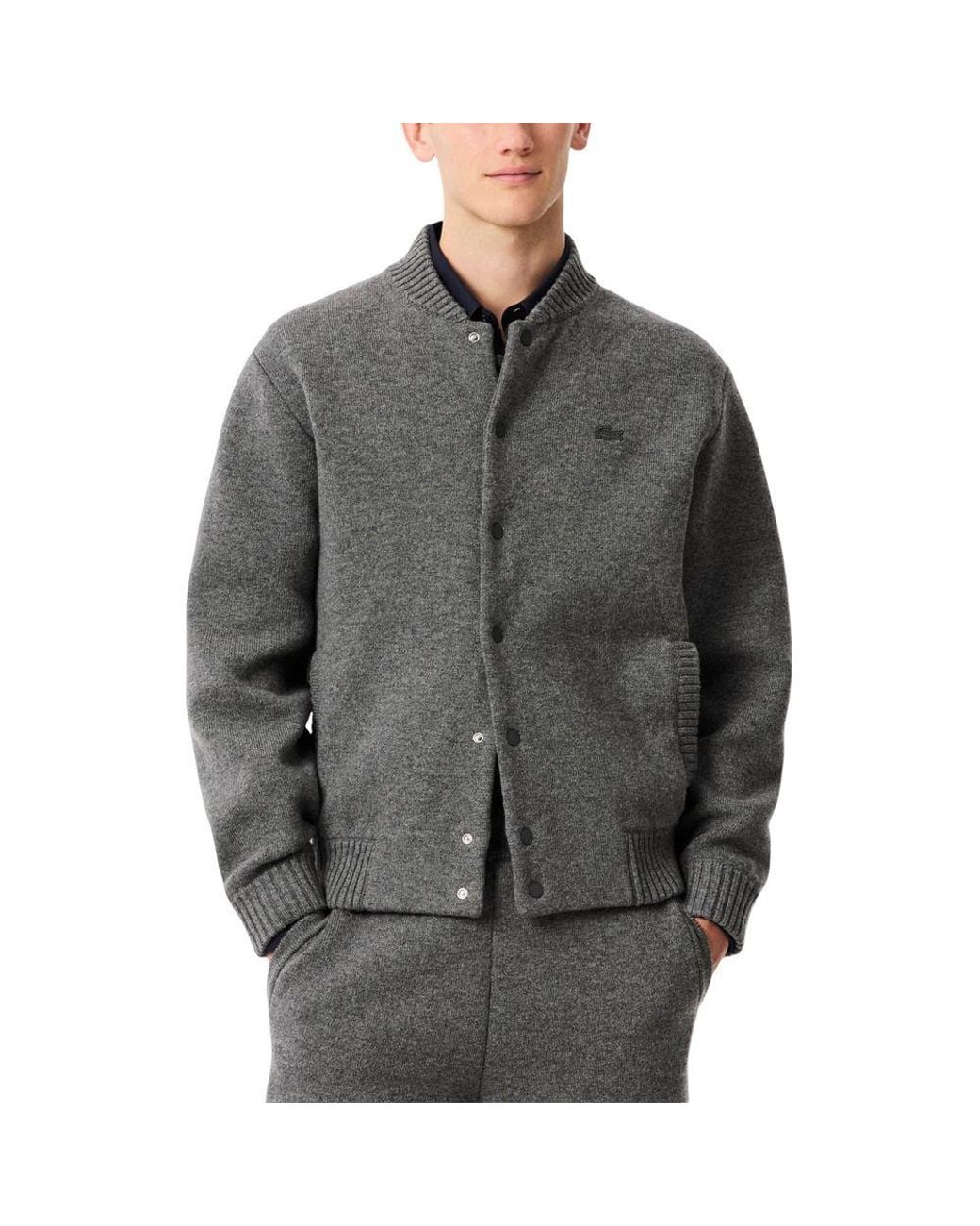Lacoste Gray Wool Cardigan for men