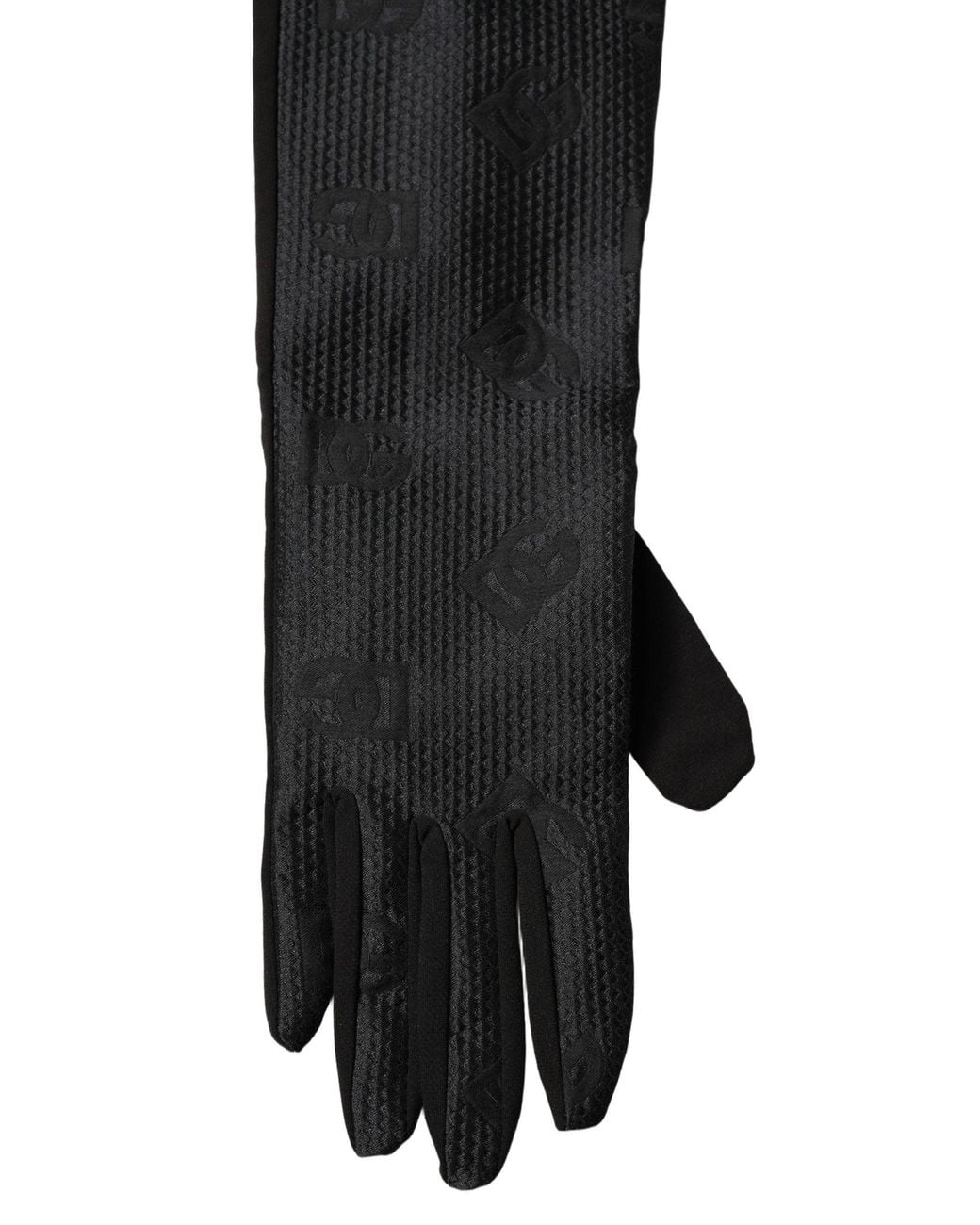 Dolce & Gabbana Black Viscose Long Elbow Length Gloves for men