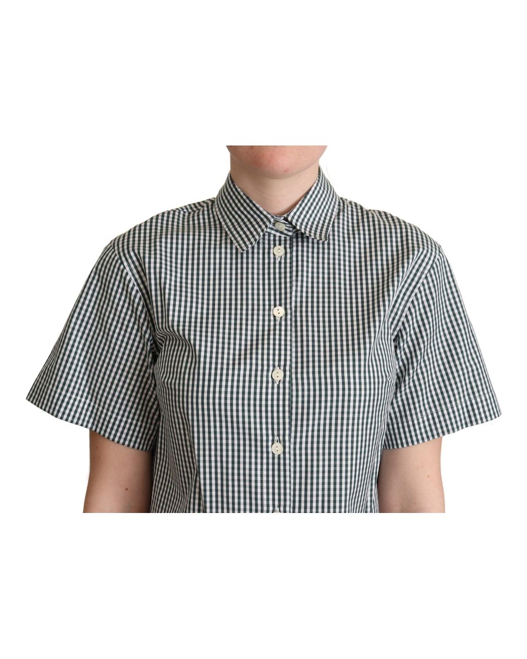 Dolce & Gabbana Gray Elegant Checkered Cotton Polo Top