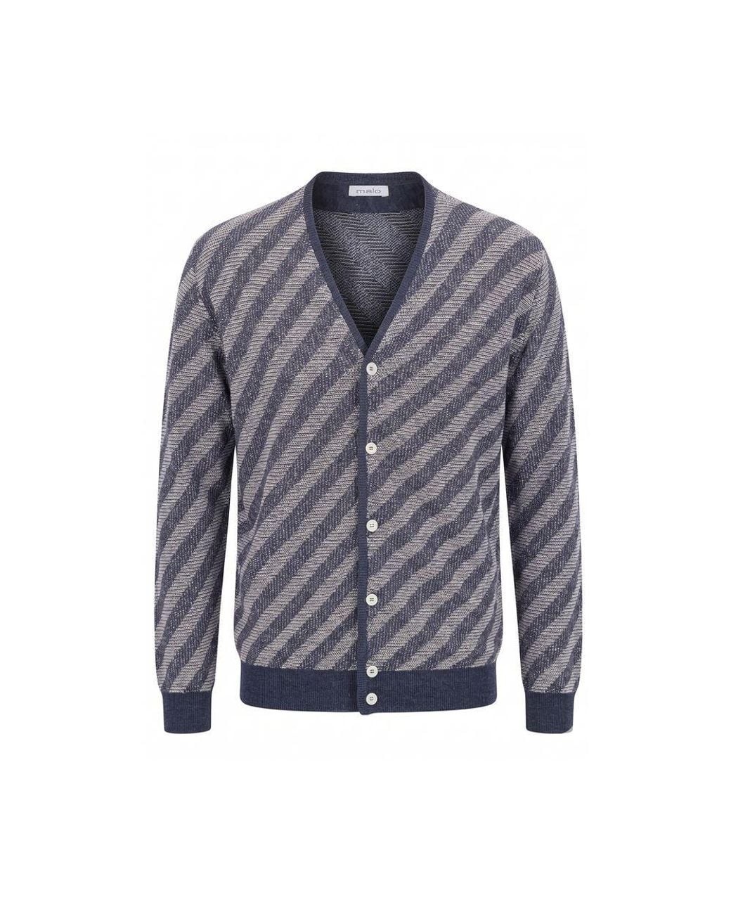 Malo Blue Linen Men Cardigan for men