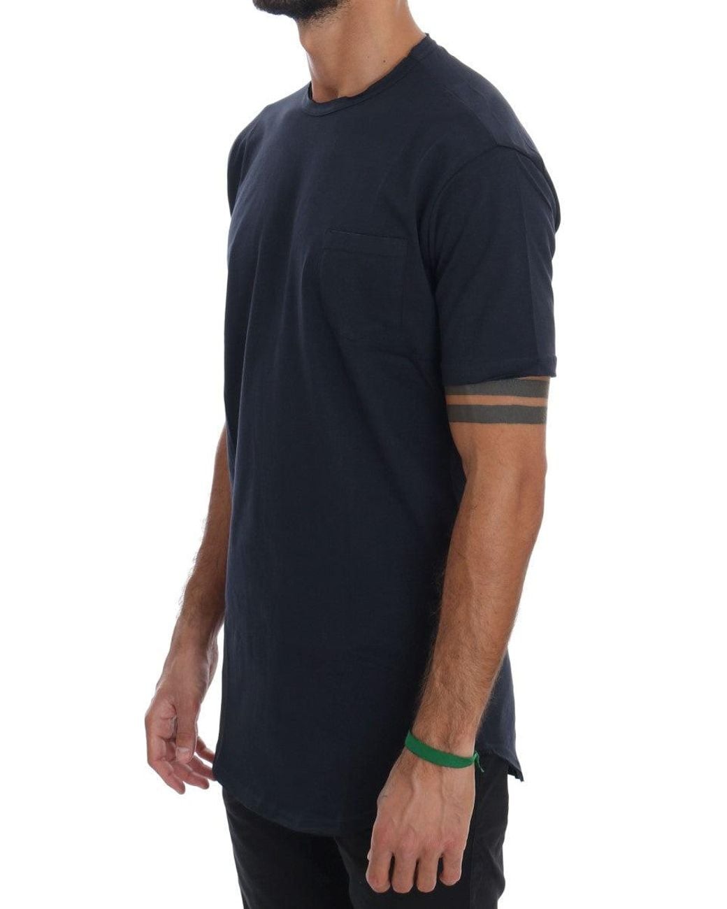 Daniele Alessandrini Cotton Crewneck T-shirt Blue Tsh1323 for men