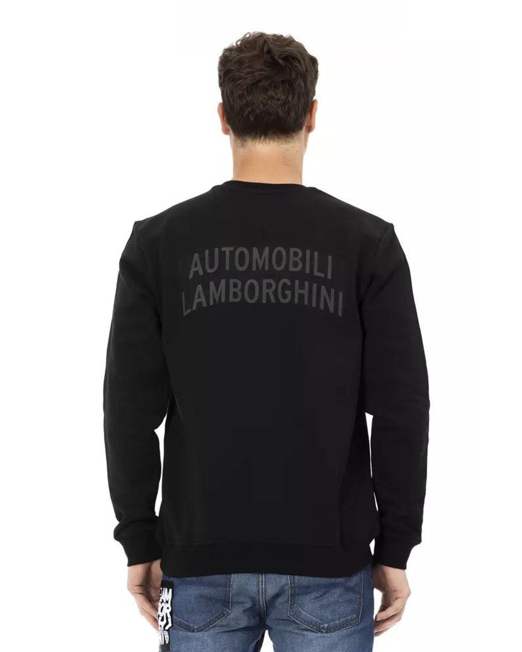 Automobili Lamborghini Black Elegant Shield Logo Crewneck Sweatshirt for men