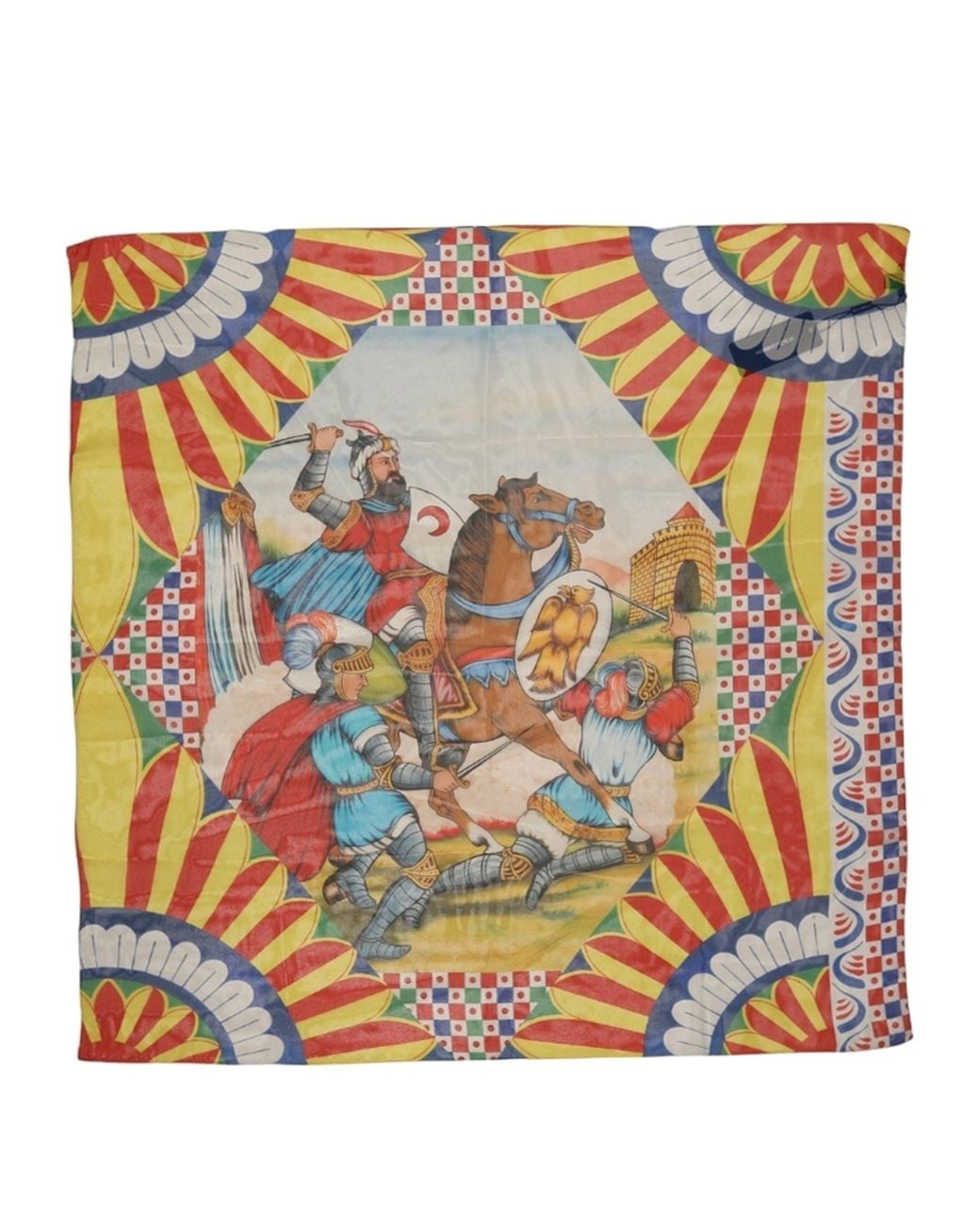 Dolce & Gabbana Orange Multicolor Silk Carretto Foulard Scarf