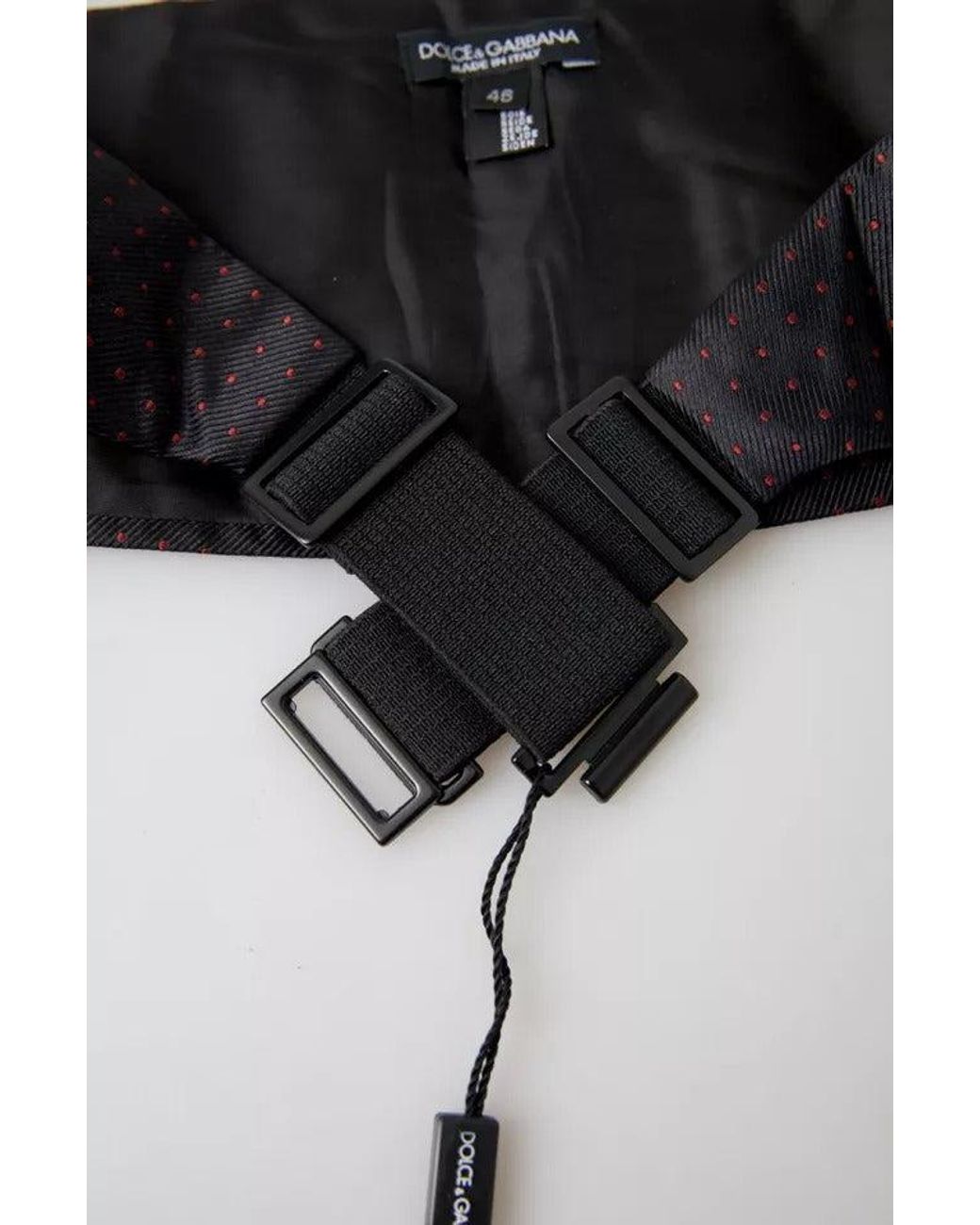 Dolce & Gabbana Black Silk Dotted Waist Tuxedo Belt Cummerbund for men