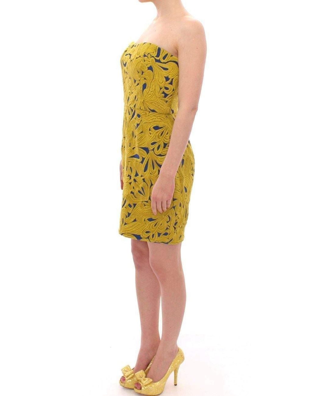 Sachin & Babi Yellow Strapless Bubble Mini Shift Dress