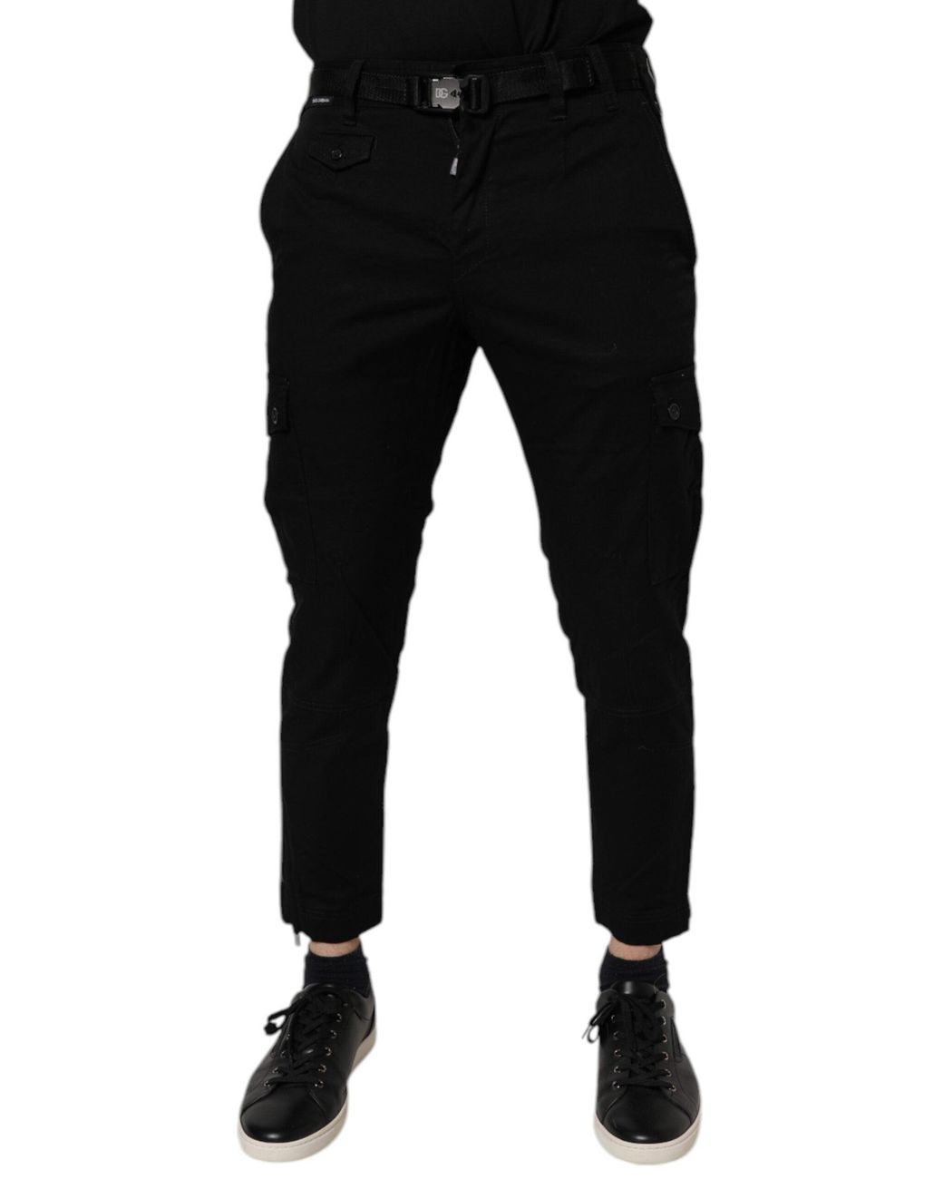 Dolce & Gabbana Black Cotton Stretch Skinny Cargo Denim Jeans for men