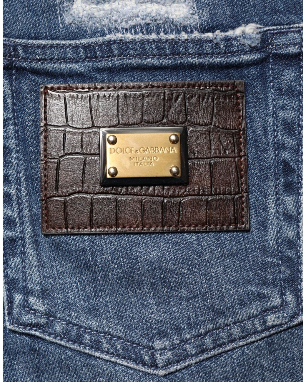 Dolce & Gabbana Blue Distressed Washed Logo Grace Denim Jeans