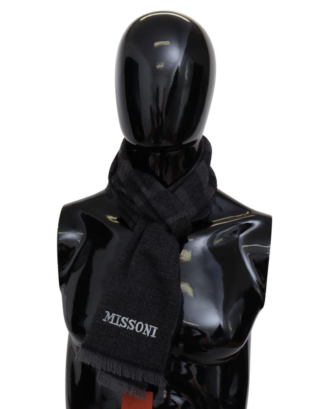 Missoni Black Striped Wool Neck Wrap Scarf for men