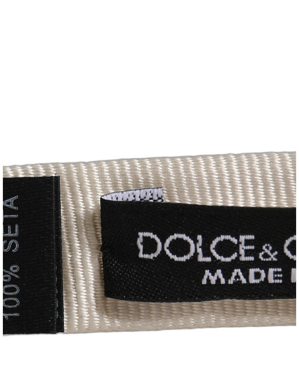 Dolce & Gabbana White Silk Adjustable Neck Papillon Bow Tie for men