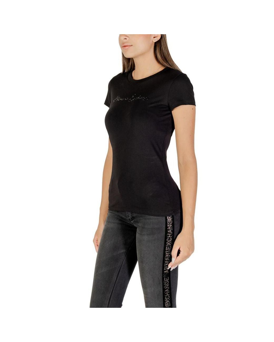 ARMANI EXCHANGE Black Cotton T-Shirt
