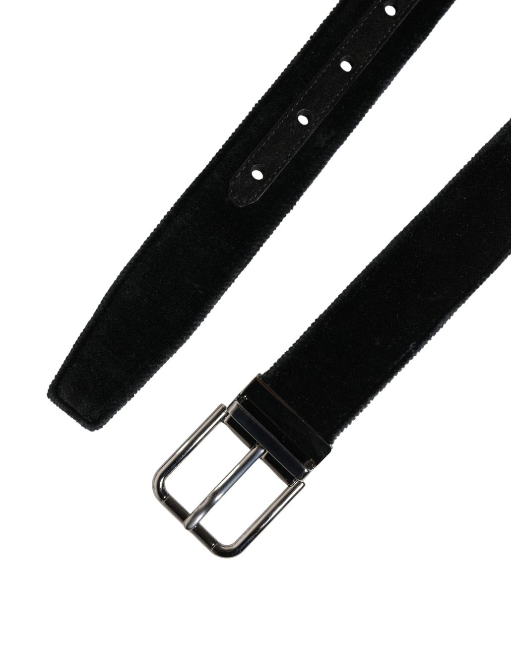 Dolce & Gabbana Black Suede Tone Metal Buckle Belt Leather (Suede) for men