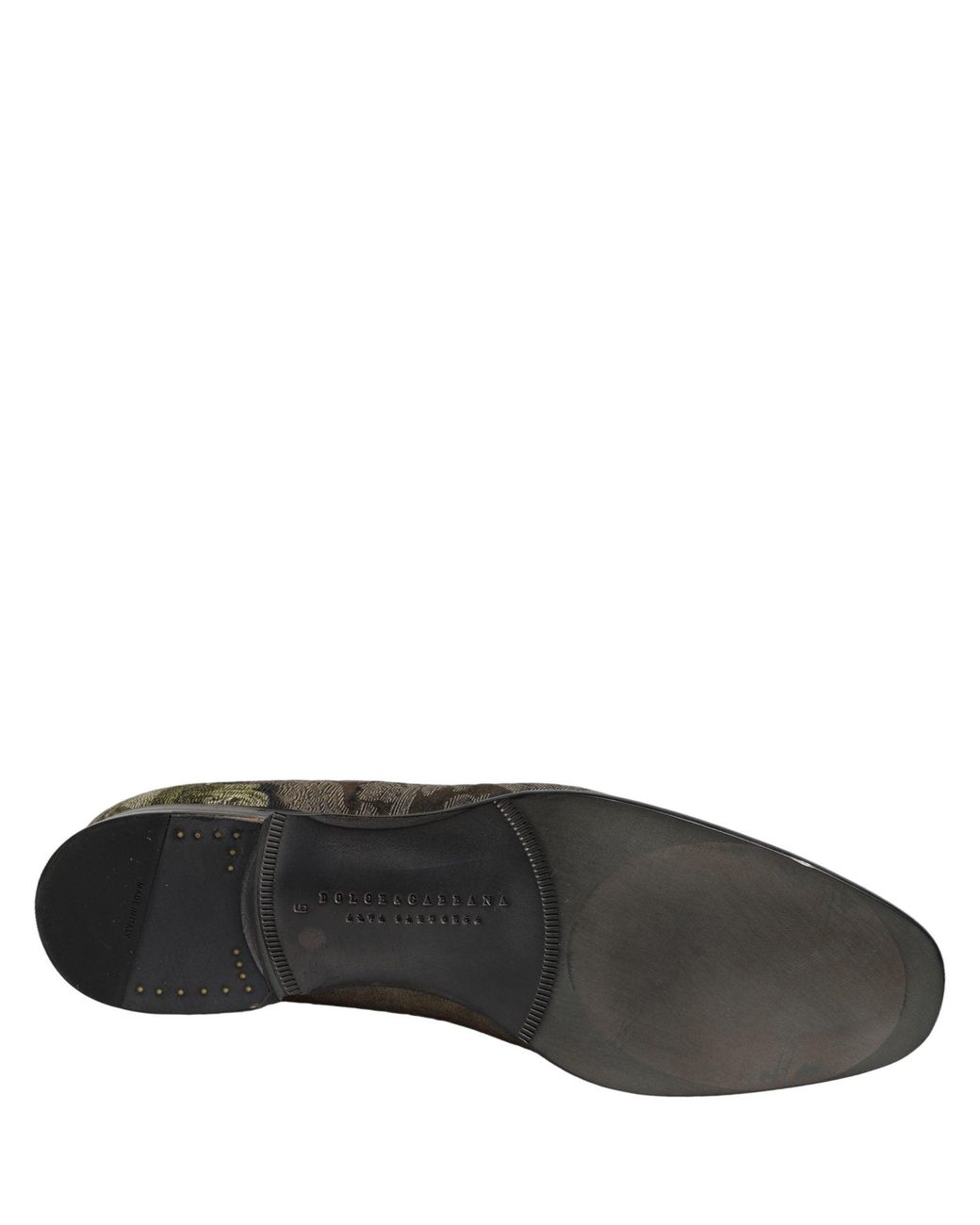 Dolce & Gabbana Gray Brown Baroque Print Slip On Loafers Shoes for men