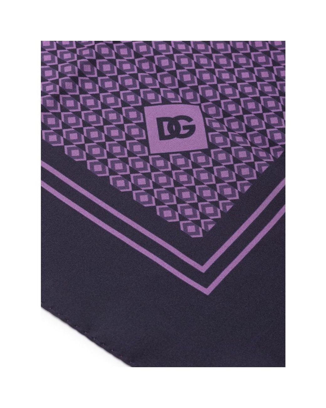 Dolce & Gabbana Purple Silk Handkerchief for men