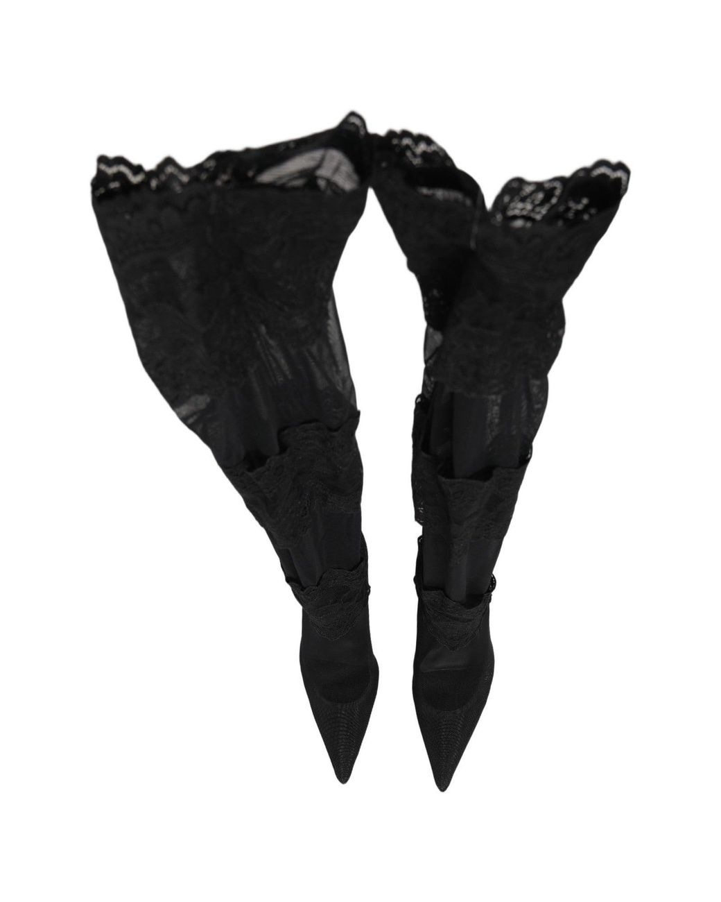 Dolce & Gabbana Black Over The Knee Sock Pumps Boots Shoes