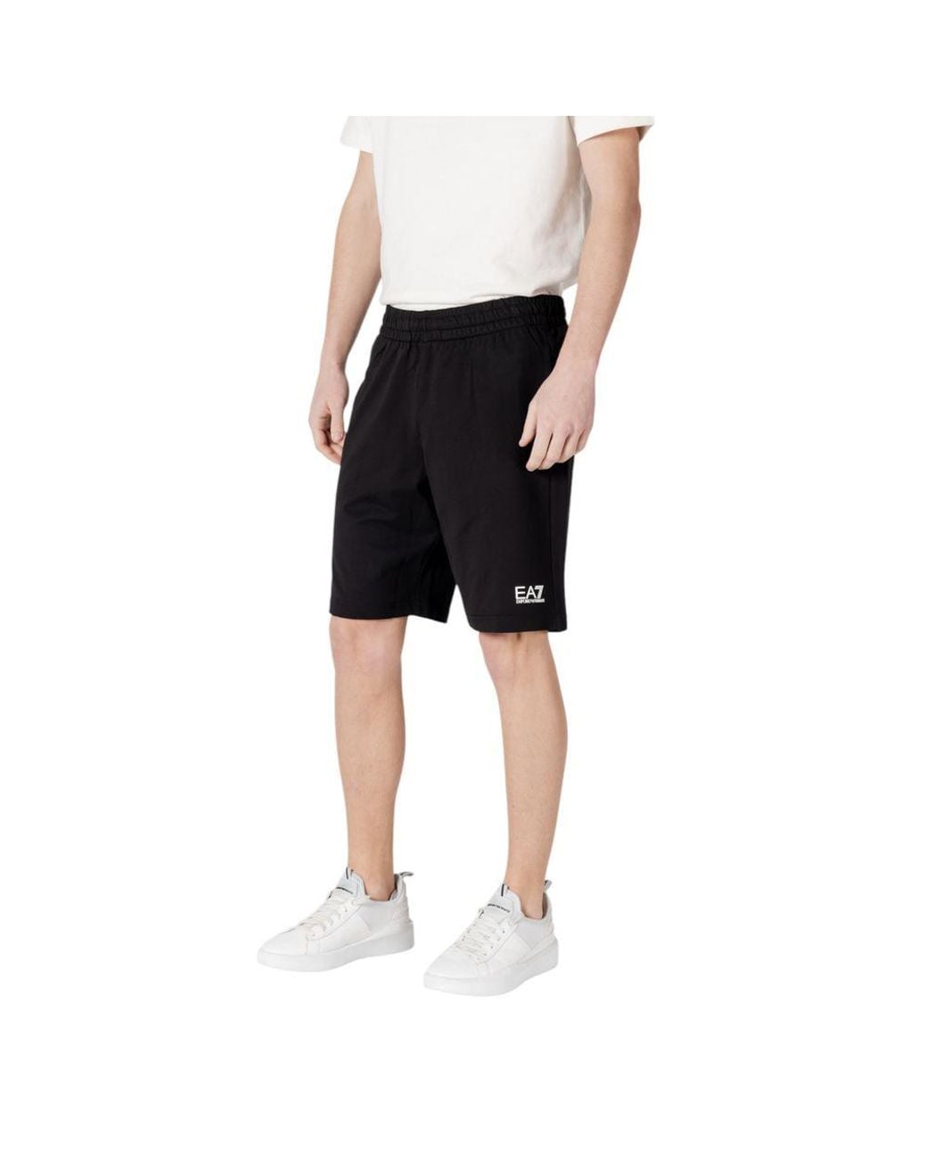 EA7 Black Cotton Bermuda Shorts for men