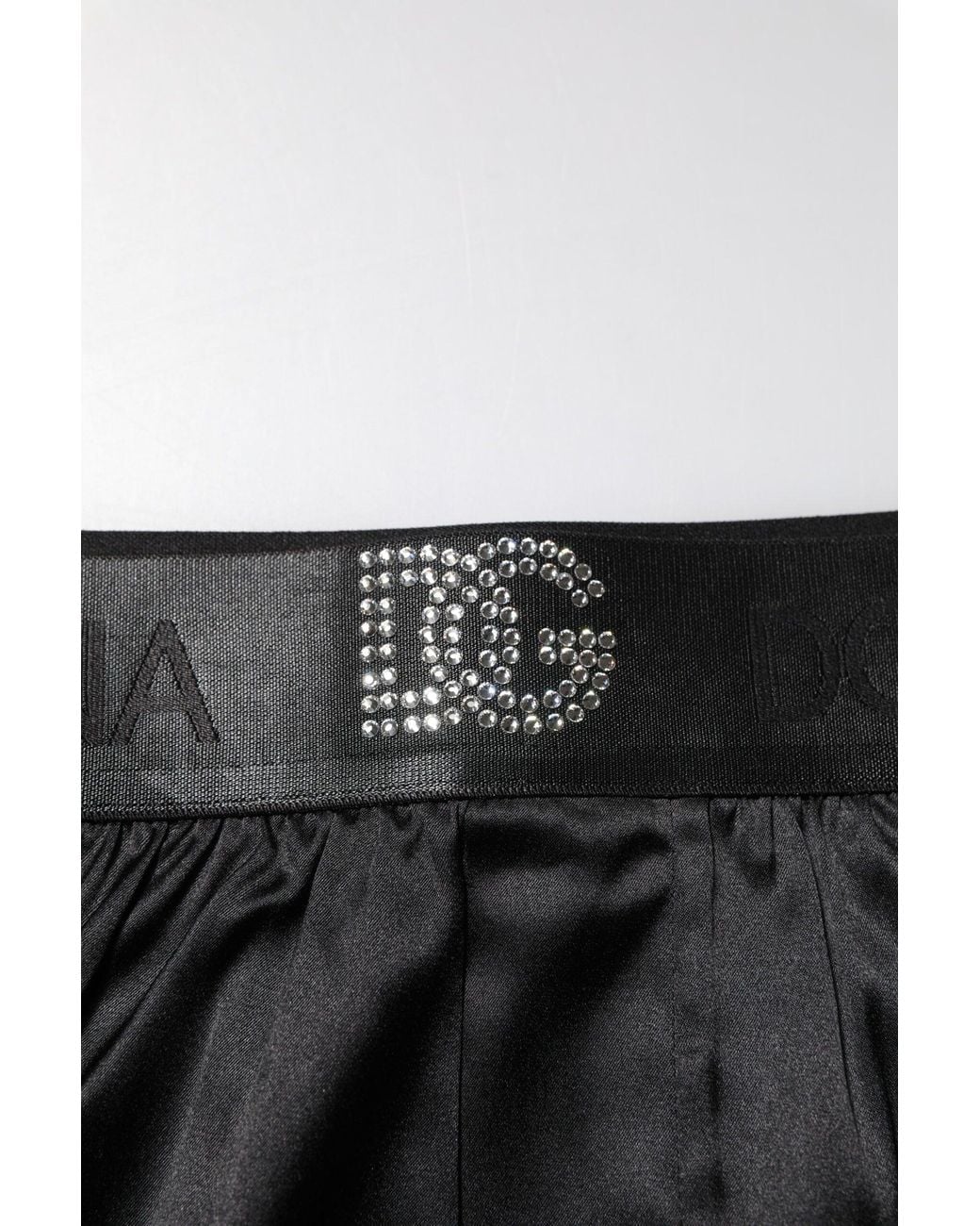 Dolce & Gabbana Black Logo Waist Regular Boxer Shorts Underwear Silk for men
