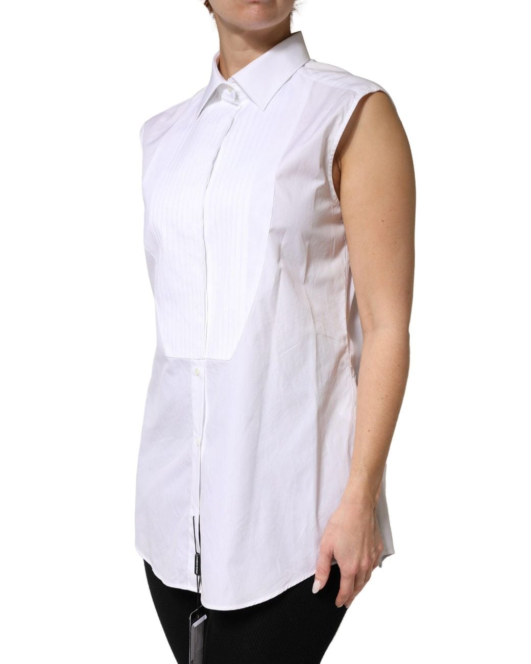 Dolce & Gabbana White Dolce Gabbana Collared Sleeveless Polo Shirt Top