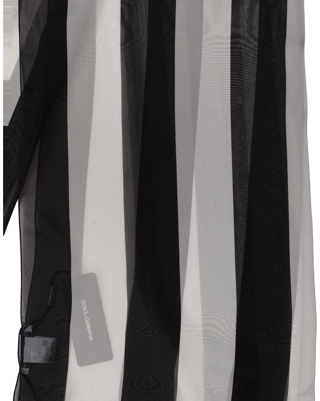Dolce & Gabbana Black White Stripe Silk Shawl Stole Scarf