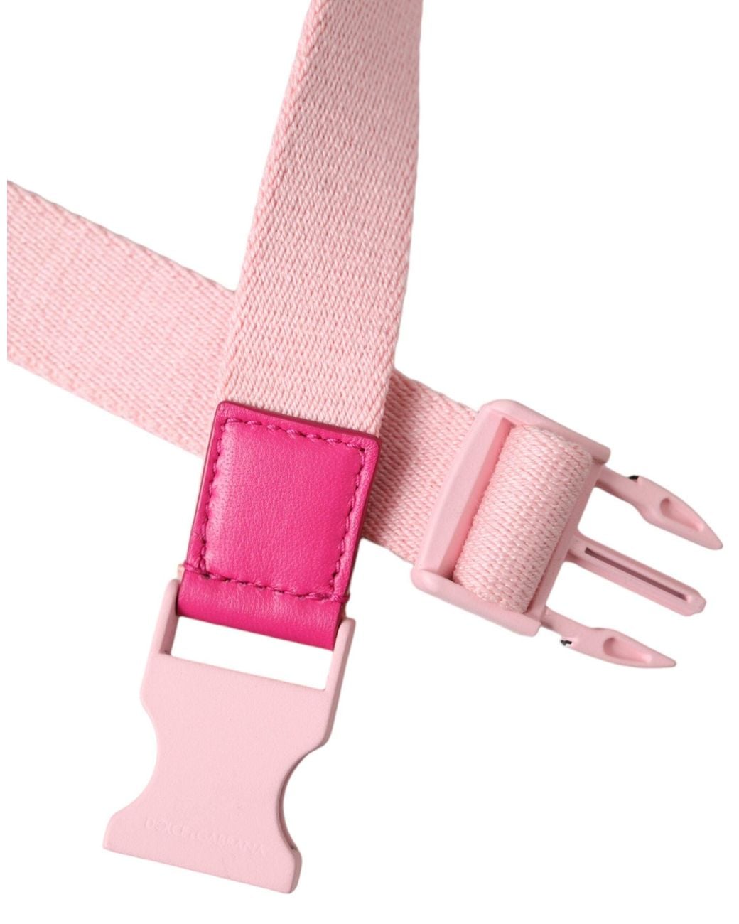 Dolce & Gabbana Pink Canvas Stretch Plastic Buckle Belt