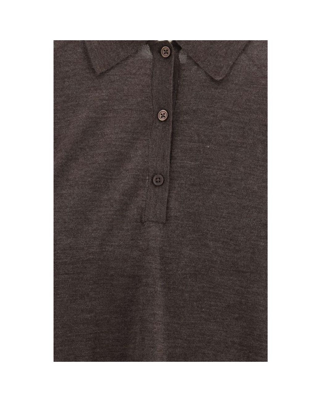 Loulou de Saison Gray Brown Cashmere Polo Shirt