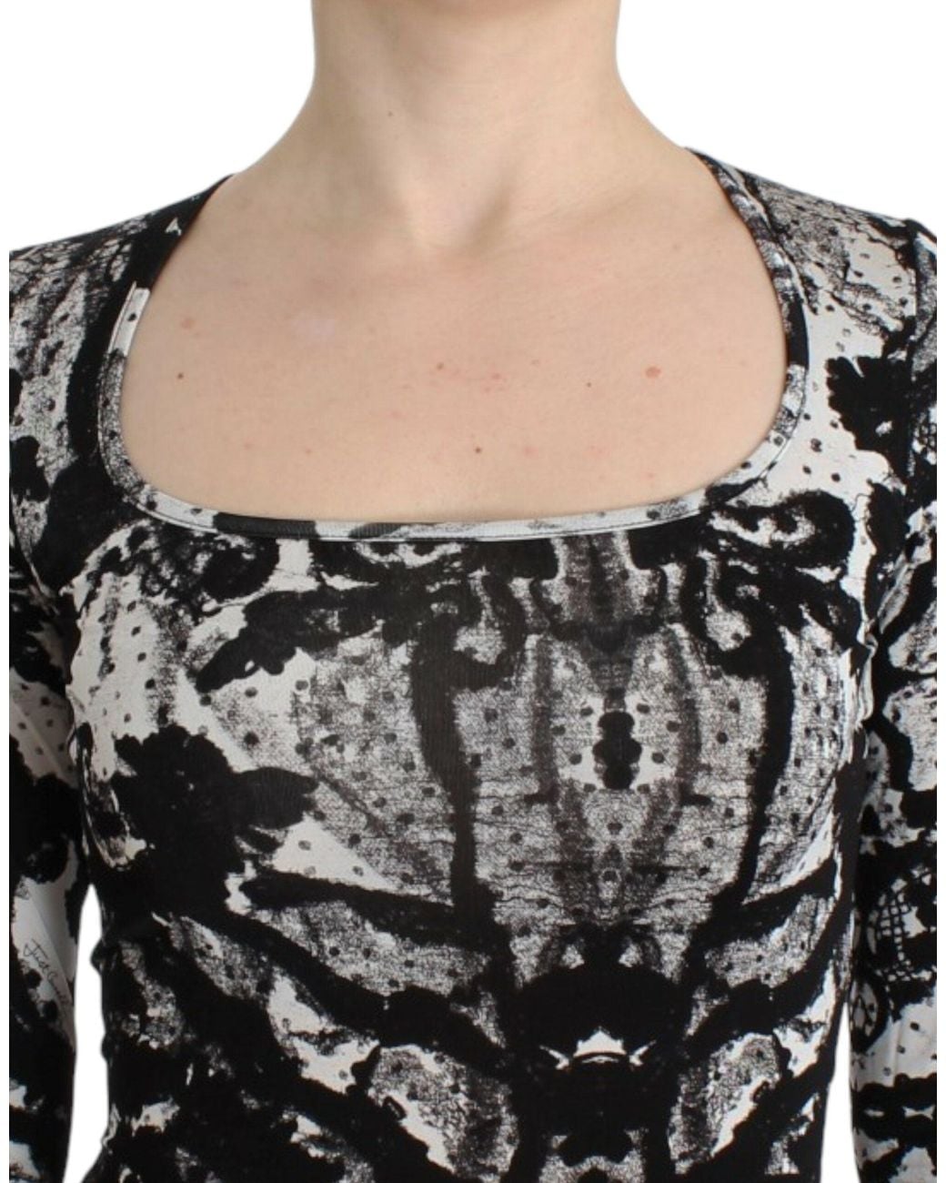 Roberto Cavalli Black Elegant Printed Jersey Sheath Dress