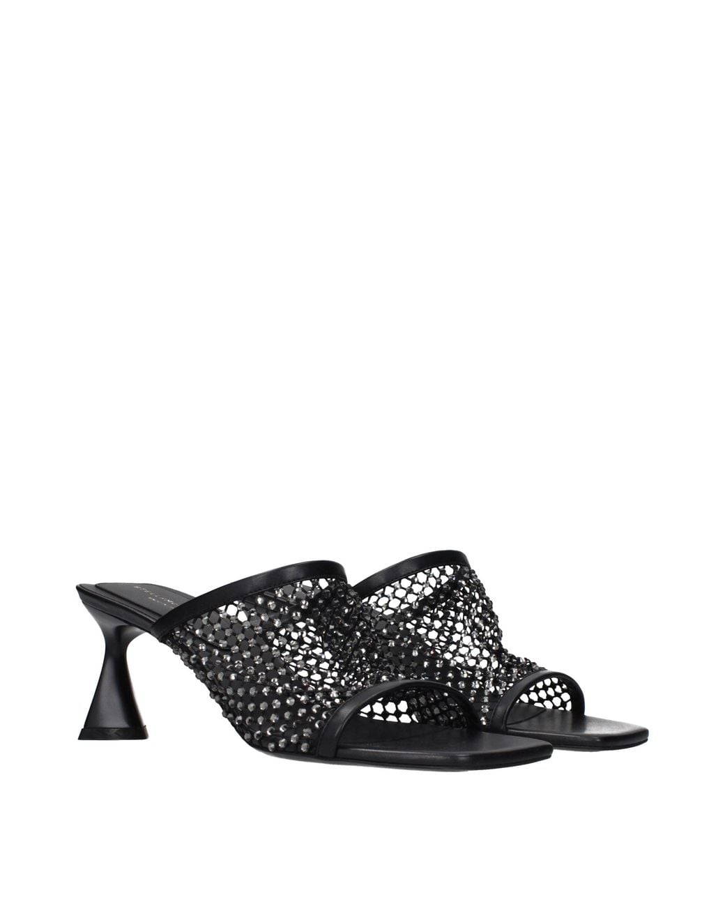 Stella McCartney Black Leather Stiletto Heel Sandals