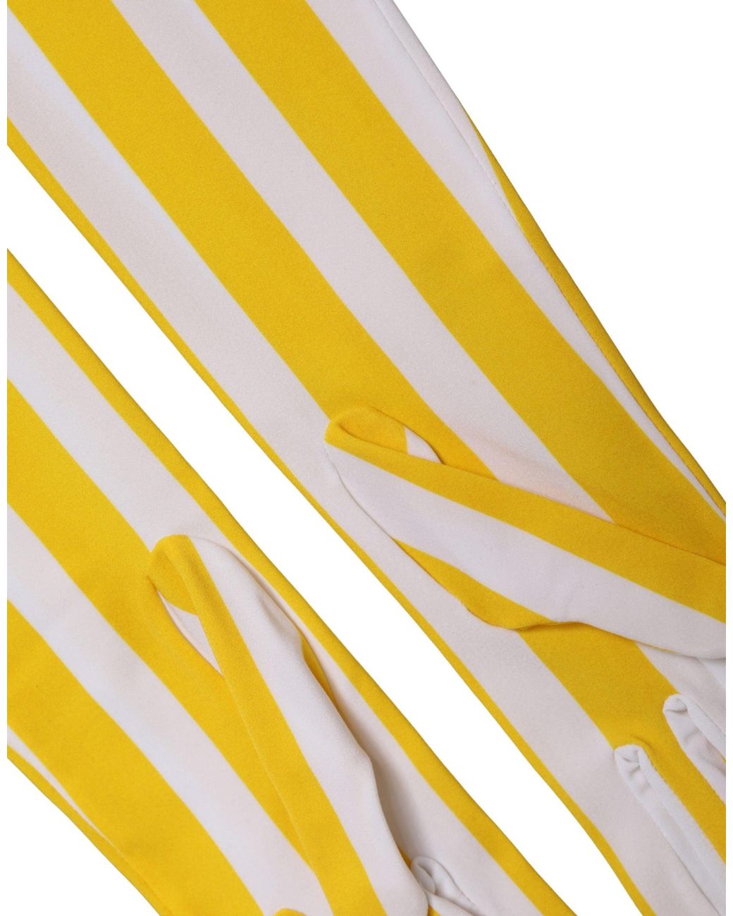 Dolce & Gabbana Metallic Stripes Nylon Elbow Length Gloves Elastane