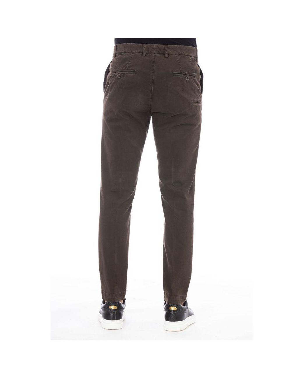 Peserico Black Brown Cotton Men Pants for men