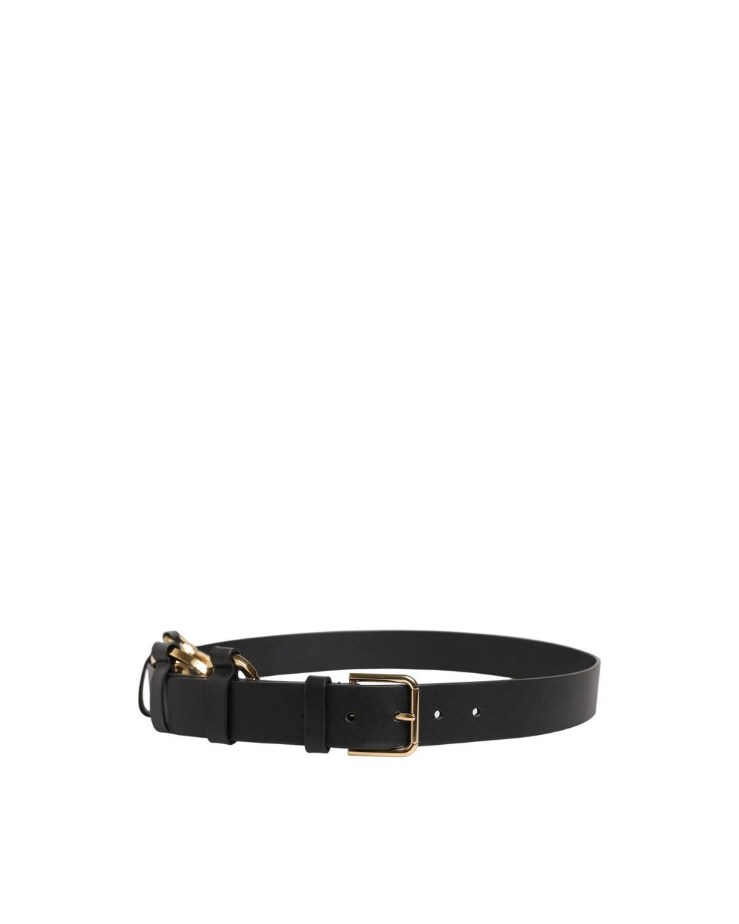 Dolce & Gabbana Black Calf Leather Gold Metal Buckle Men Belt for men