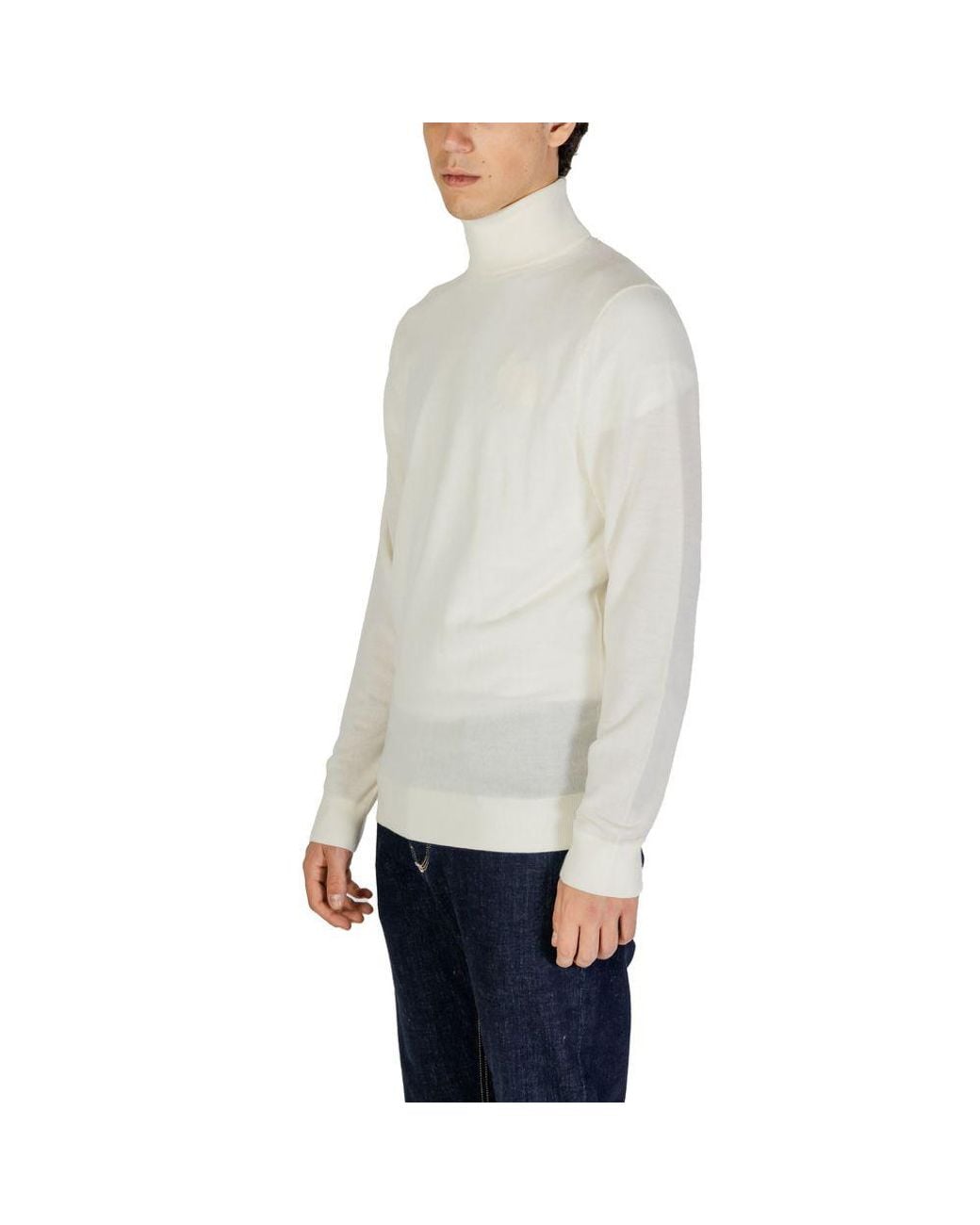 Calvin Klein Gray Cream Wool Turtleneck for men