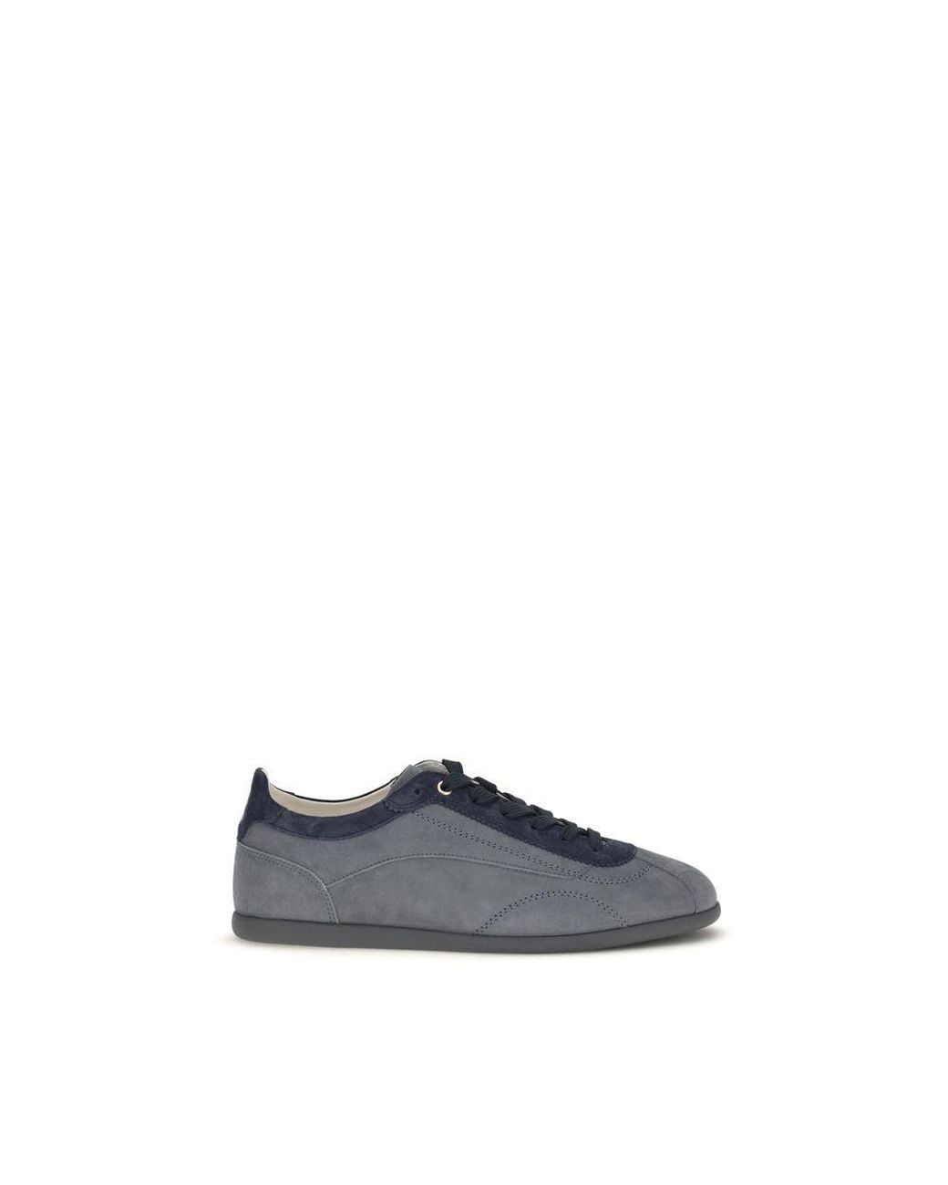 Brunello Cucinelli Blue Gray Calf Leather Bos Taurus Low Top Sneakers for men