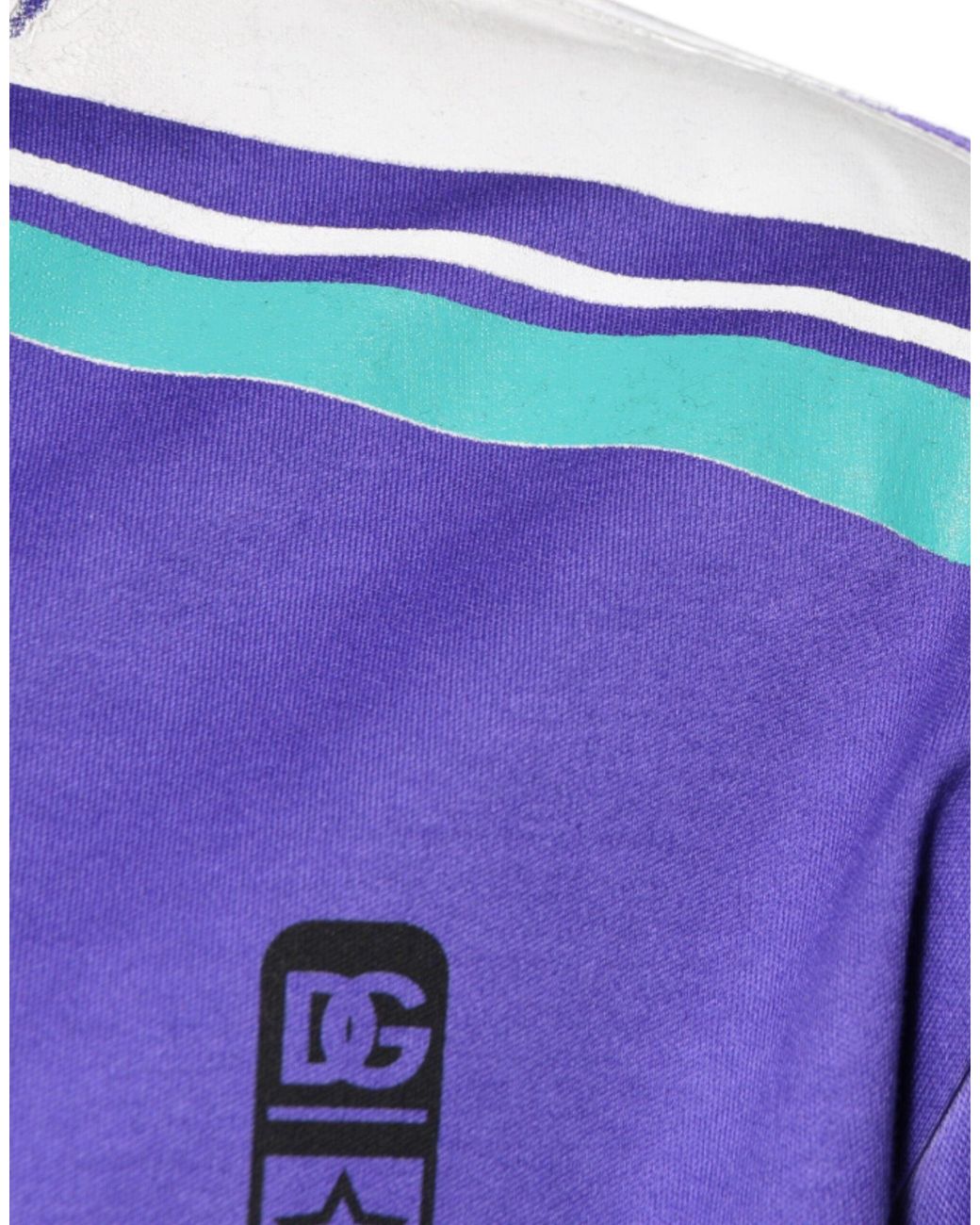 Dolce & Gabbana Purple Logo Jersey Cotton V-Neck T-Shirt for men
