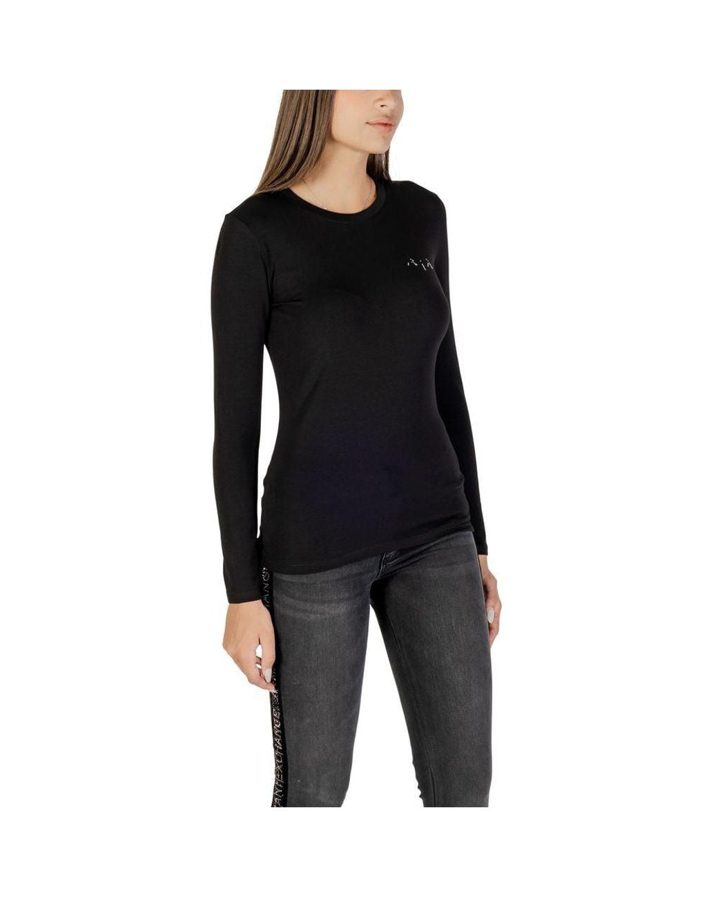 ARMANI EXCHANGE Black Cotton Long Sleeve T
