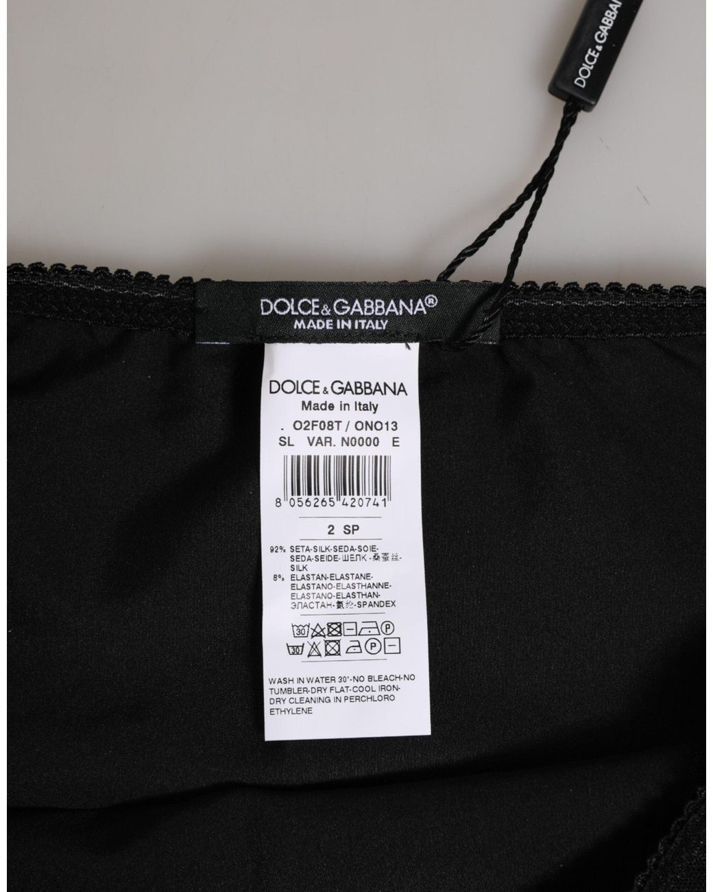 Dolce & Gabbana Black Silk Stretch High Waist Panty Underwear 08+Se Clothing