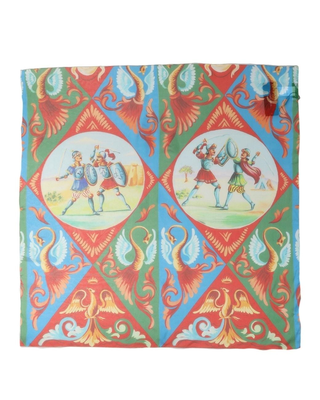 Dolce & Gabbana Blue Multicolor Silk Printed Square Foulard Scarf