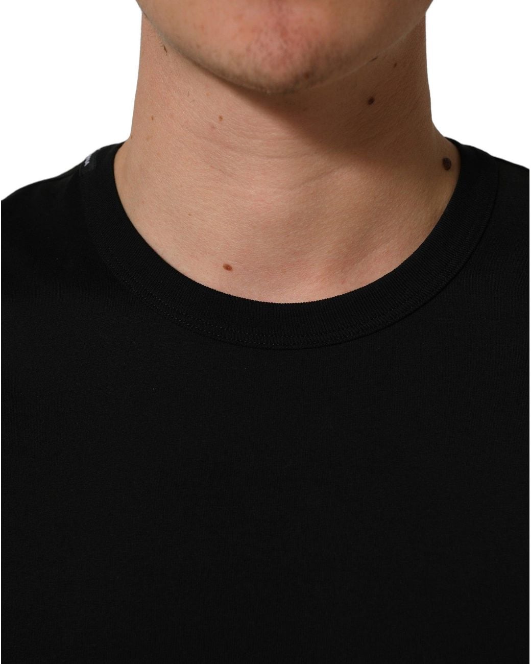 Dolce & Gabbana Black Cotton Crew Neck Short Sleeve T for men