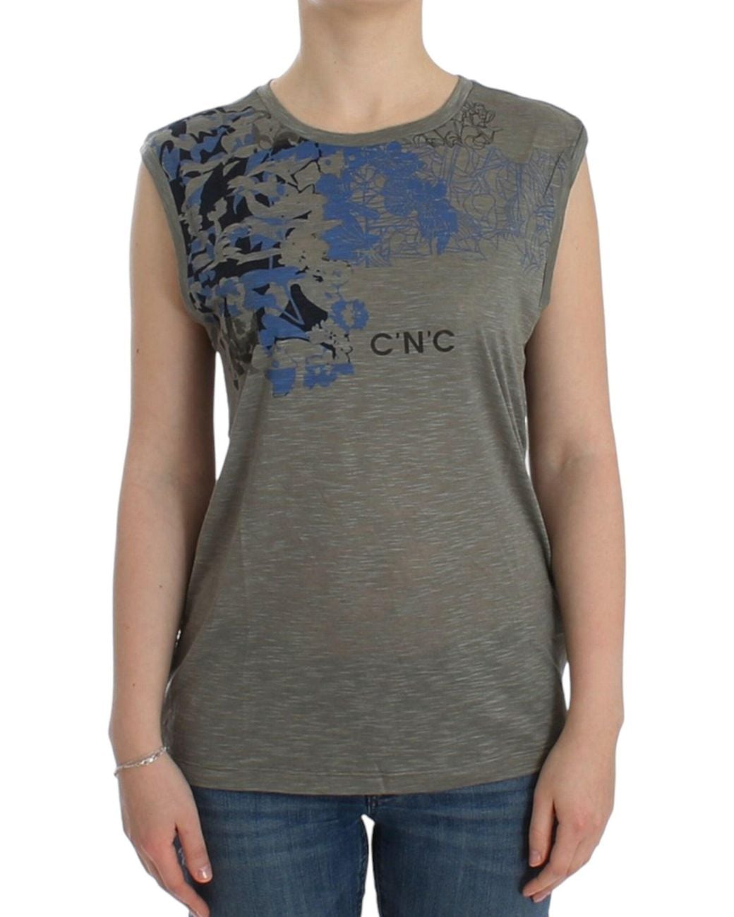 CoSTUME NATIONAL Print Sleeveless T-shirt Gray Sig12531