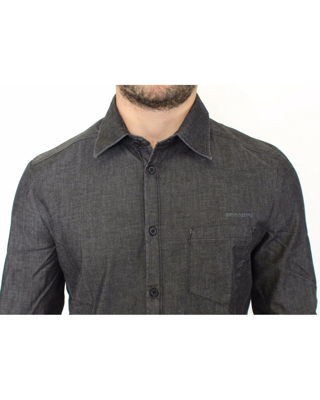 Ermanno Scervino Gray Denim Shirt Sig10132 for men