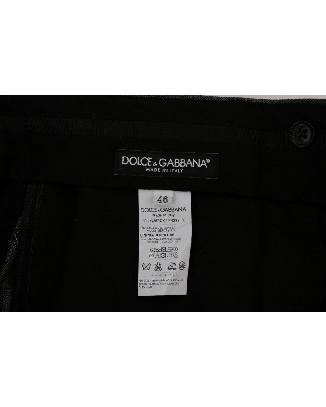 Dolce & Gabbana Black Wool Striped Formal Pants for men