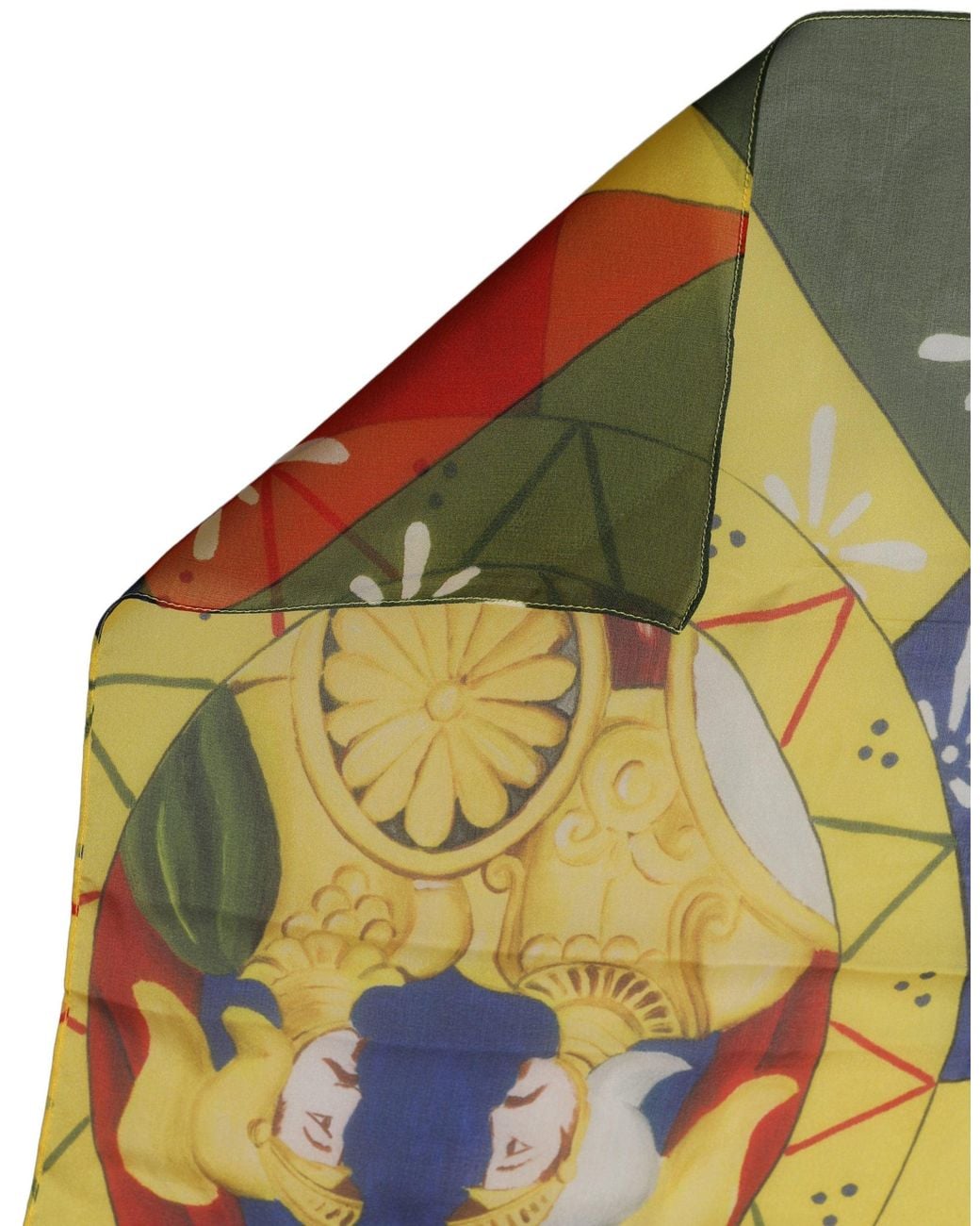 Dolce & Gabbana Blue Multicolor Silk Printed Shawl Stole Scarf