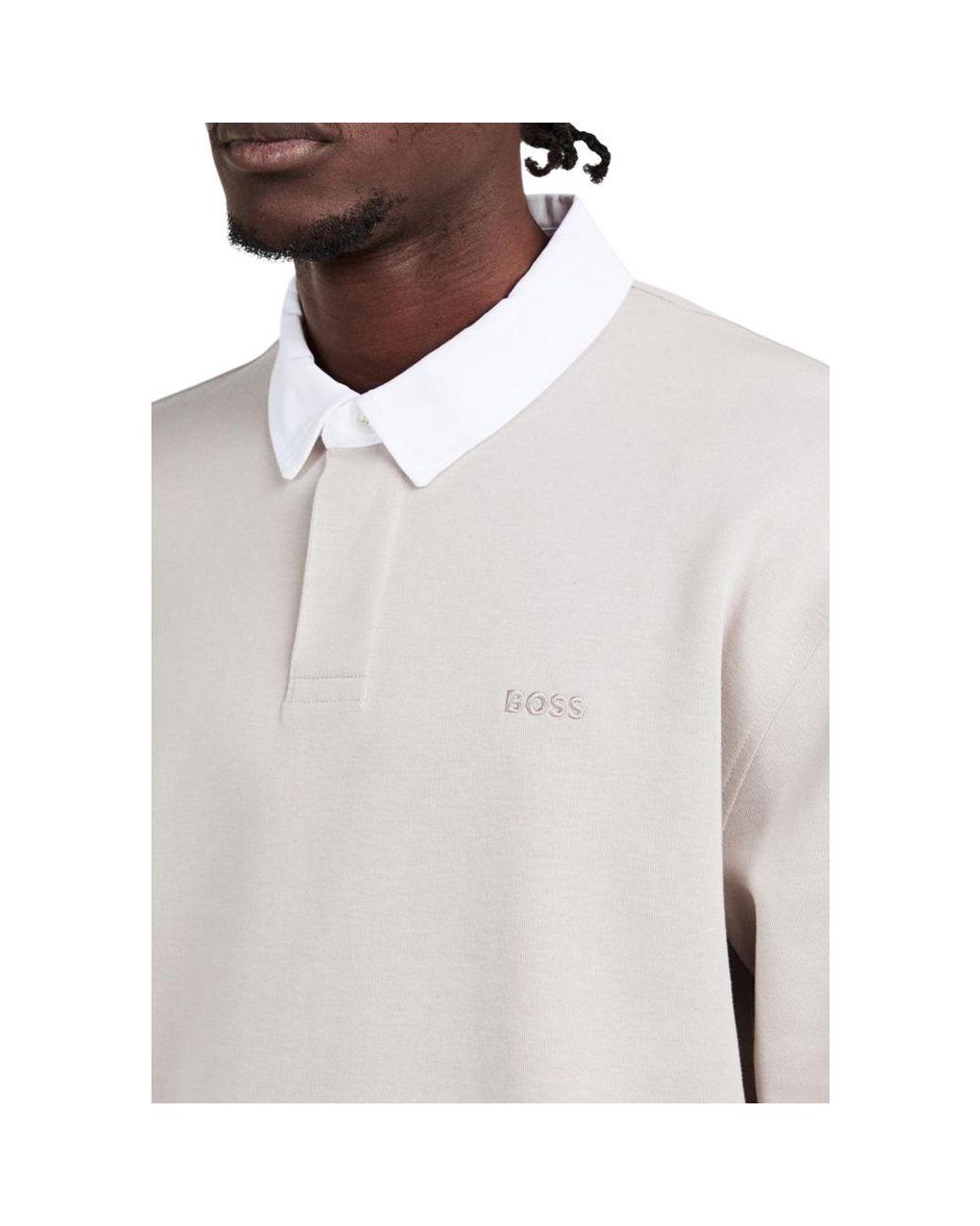 Boss White Cotton Polo Shirt for men