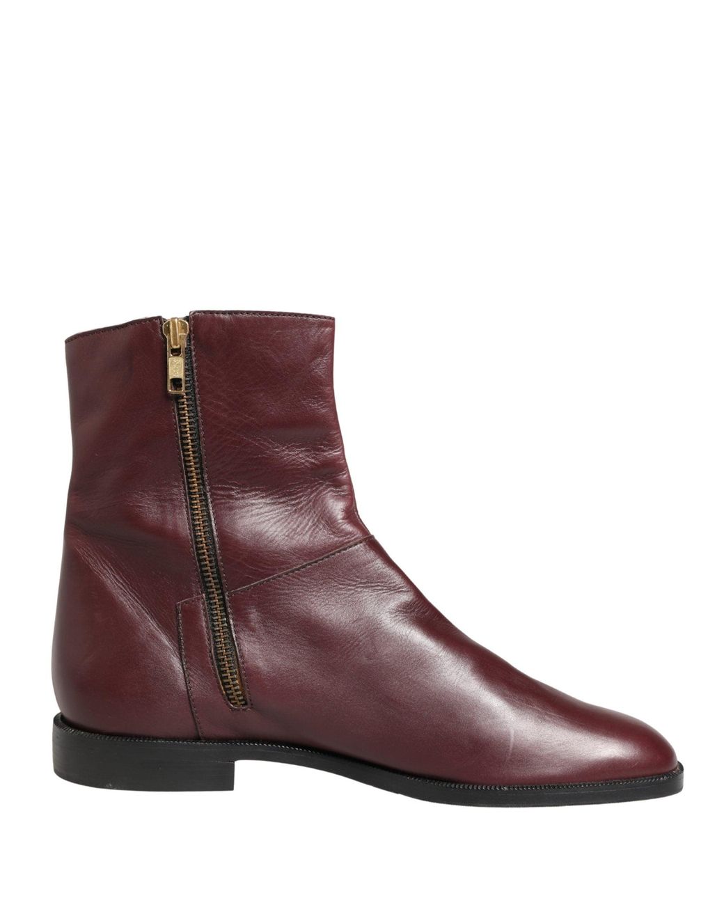 Dolce & Gabbana Purple Maroon Leather Flats Biker Ankle Boots Shoes
