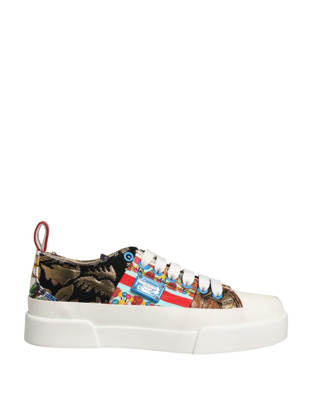 Dolce & Gabbana White Patchwork Low Top Sneakers Shoes