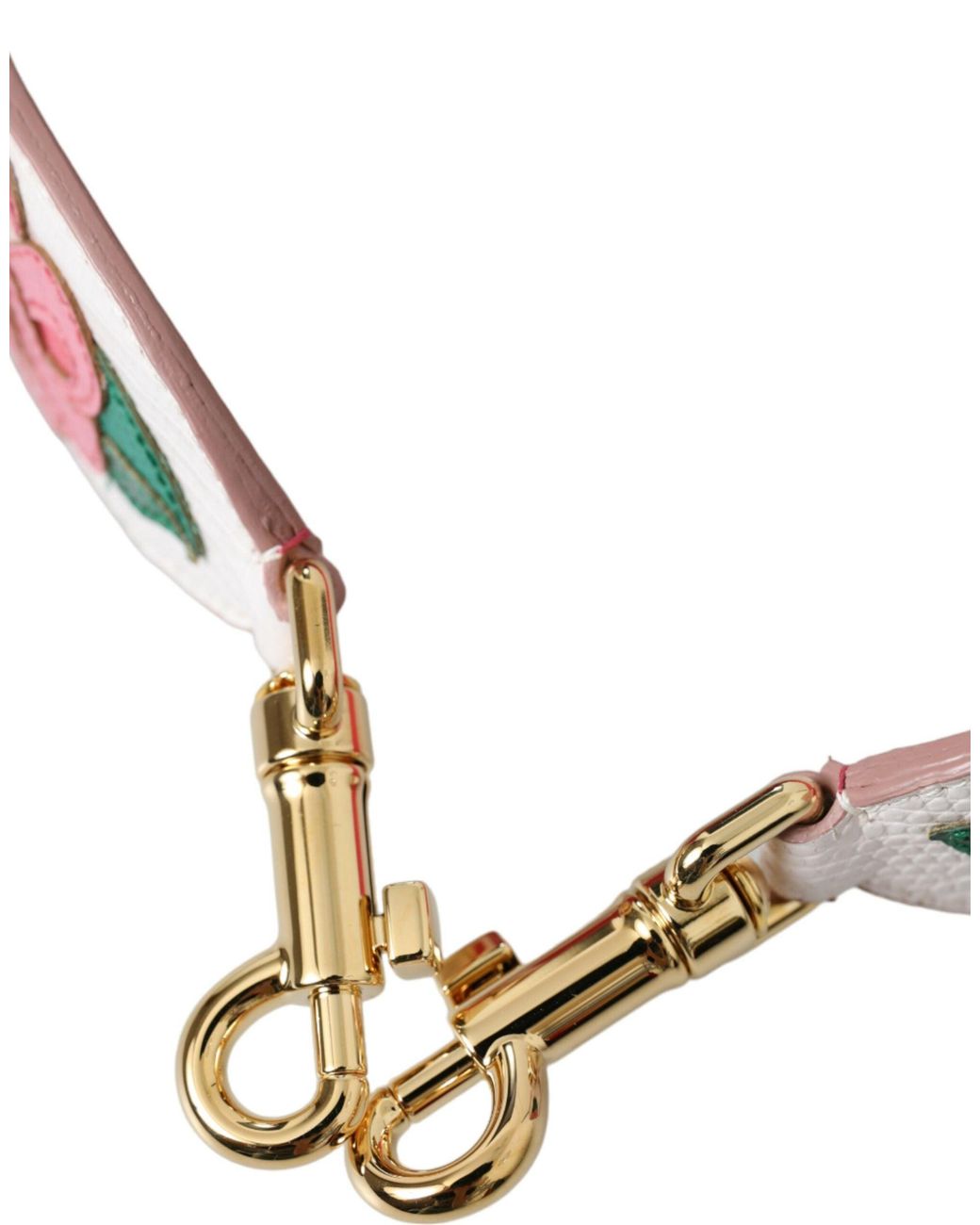 Dolce & Gabbana Pink White Floral Leather Accessory Shoulder Strap