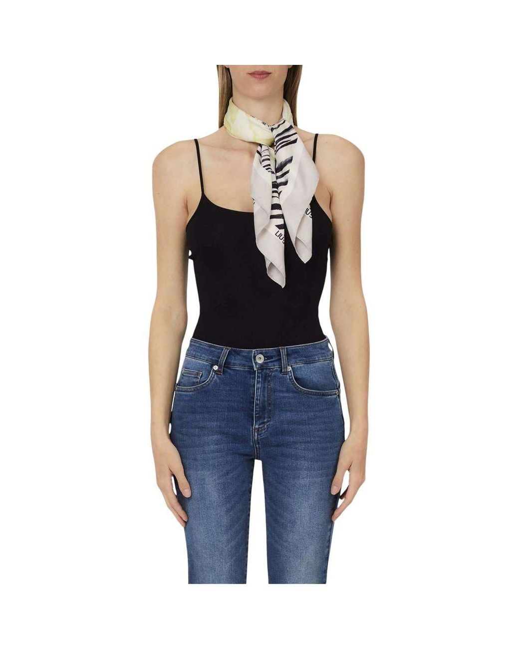 Liu Jo Metallic Gray Polyester Foulard