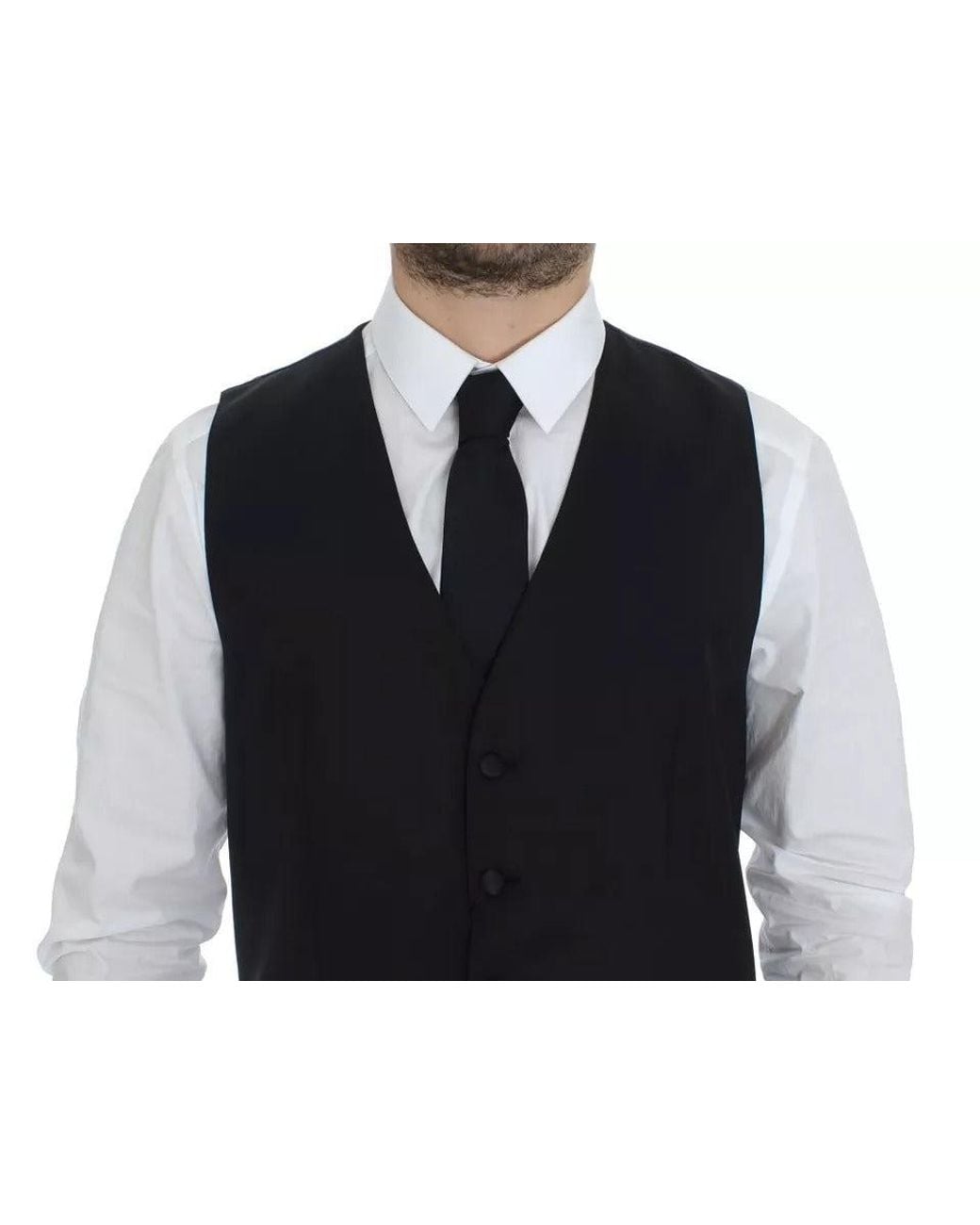 Dolce & Gabbana Black Wool Silk Dress Gilet Jacket Vest